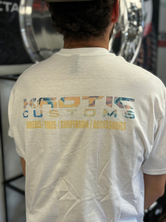 WHITE & TROPICAL KAOTIC CUSTOMS T-SHIRT